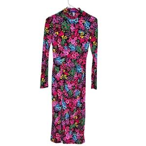 Future Collective Kahlana Barfield Brown Floral Long Sleeve Women’s XS Dress